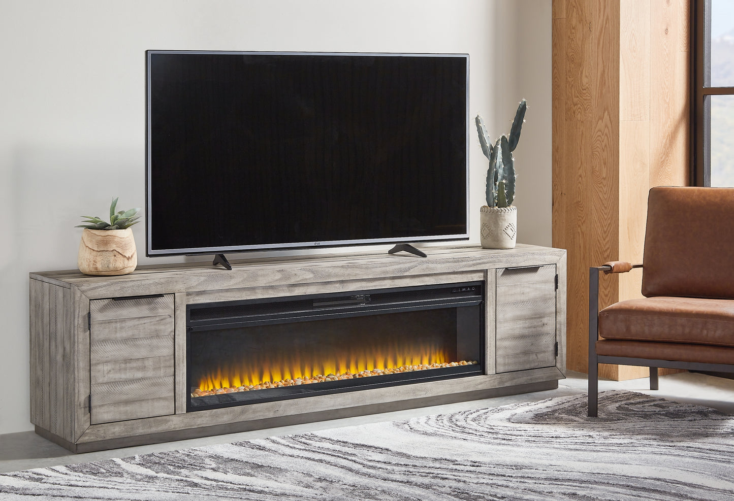 Naydell 92" TV Stand with Electric Fireplace