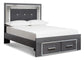 Lodanna King Panel Bed with 2 Storage Drawers with Mirrored Dresser, Chest and 2 Nightstands