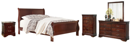 Alisdair  Sleigh Bed With Mirrored Dresser, Chest And Nightstand