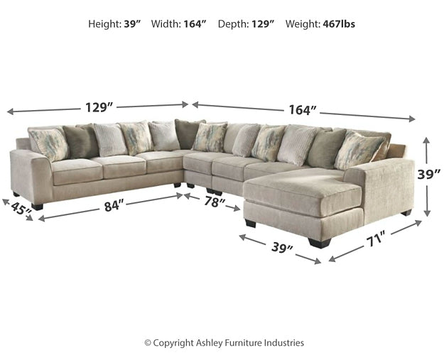 Ardsley 5-Piece Sectional with Ottoman