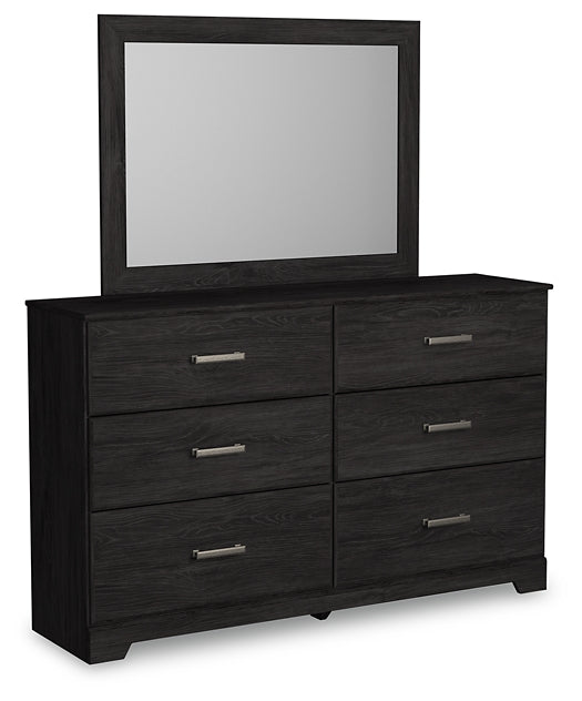 Belachime Twin Panel Bed with Mirrored Dresser, Chest and 2 Nightstands