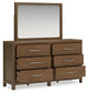 Cabalynn Queen Upholstered Bed with Mirrored Dresser, Chest and Nightstand