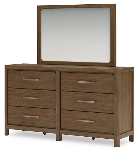 Cabalynn King Upholstered Bed with Mirrored Dresser