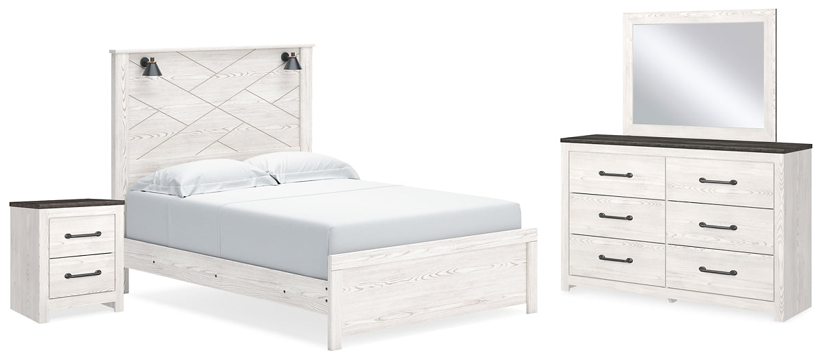 Gerridan Queen Panel Bed with Mirrored Dresser and Nightstand