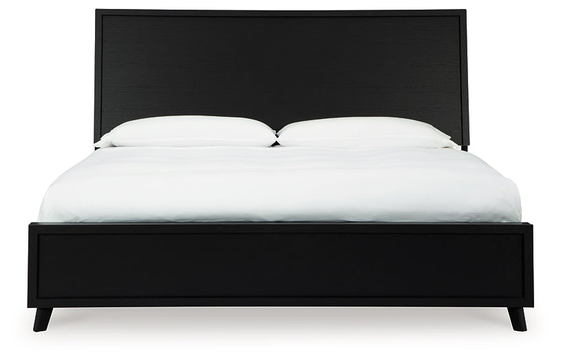 Danziar Queen Panel Bed with Mirrored Dresser and Chest