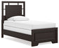 Covetown Twin Panel Bed with Mirrored Dresser and Nightstand