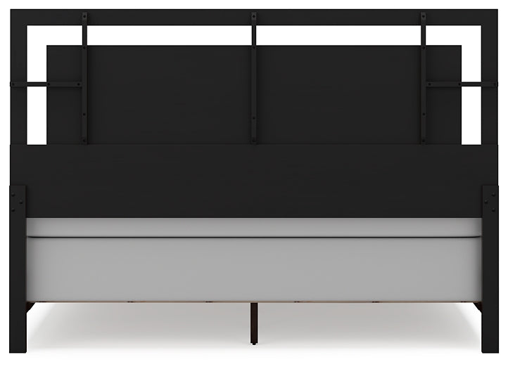 Covetown King Panel Bed with Mirrored Dresser