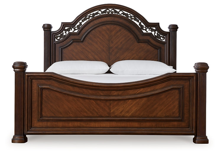 Lavinton Queen Poster Bed with Mirrored Dresser