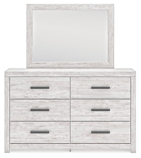 Cayboni Twin Panel Bed with Mirrored Dresser