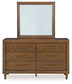 Lyncott Queen Upholstered Bed with Mirrored Dresser