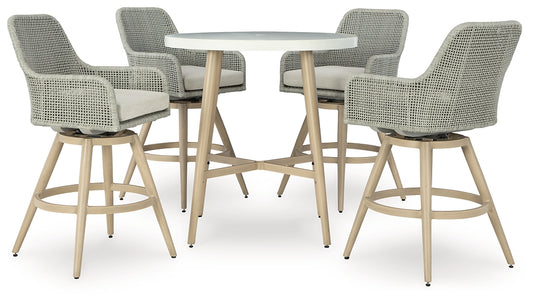 Seton Creek Outdoor Bar Table and 4 Barstools