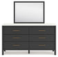 Cadmori King Upholstered Bed with Mirrored Dresser and 2 Nightstands